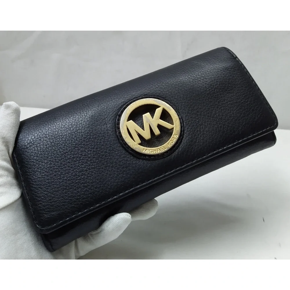 Michael Kors Black Leather Credit Card Bifold Leather Wallet